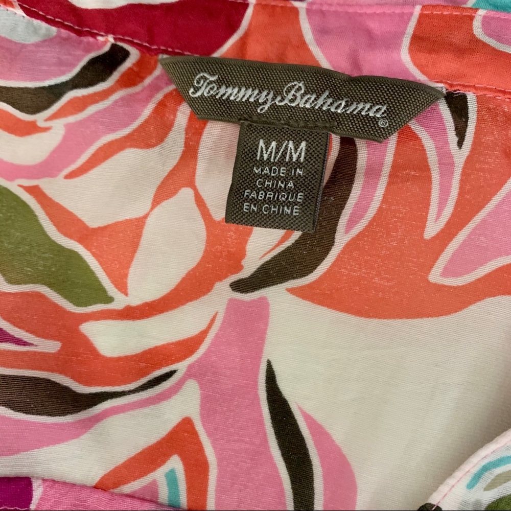 Sheer Tropical Floral Print V-Neck Popover Blouse | Tommy Bahama | Size Medium - Picture 5 of 10
